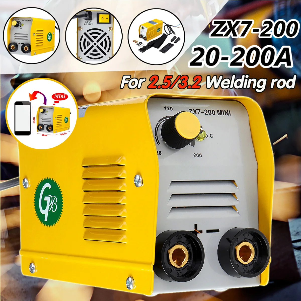 

ZX7-200 220V Мини 20A-200A Электрический сварочный аппарат IGBT DC инвертор дуговой сварки-сварочные аппараты 190 мм x 120 мм x 85 мм