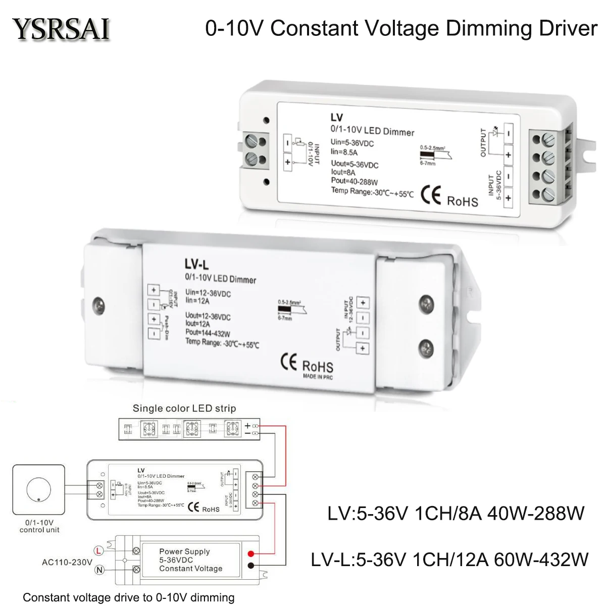 

Constant voltage drive to 0-10V dimming LED Dimmer 0-10V 8A 12A Power Supply Driver Brightness Controller DC 5-36V for Led Strip