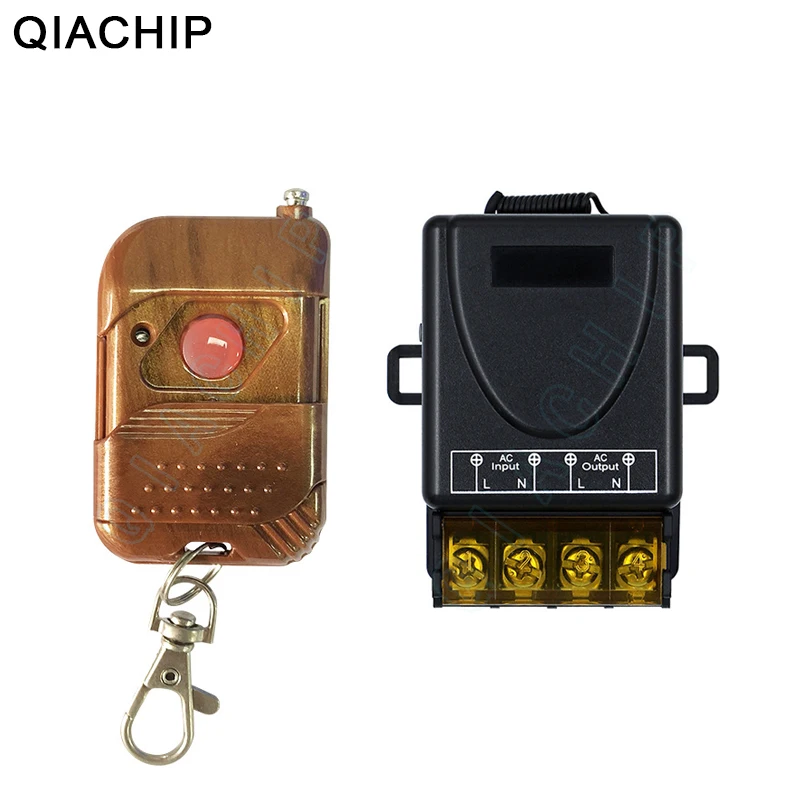 

QIACHIP AC 110V-250V 30A 1 CH Wireless 433Mhz RF Relay Receiver Remote Control Switch For Water Pump Motor Transmitter Switches