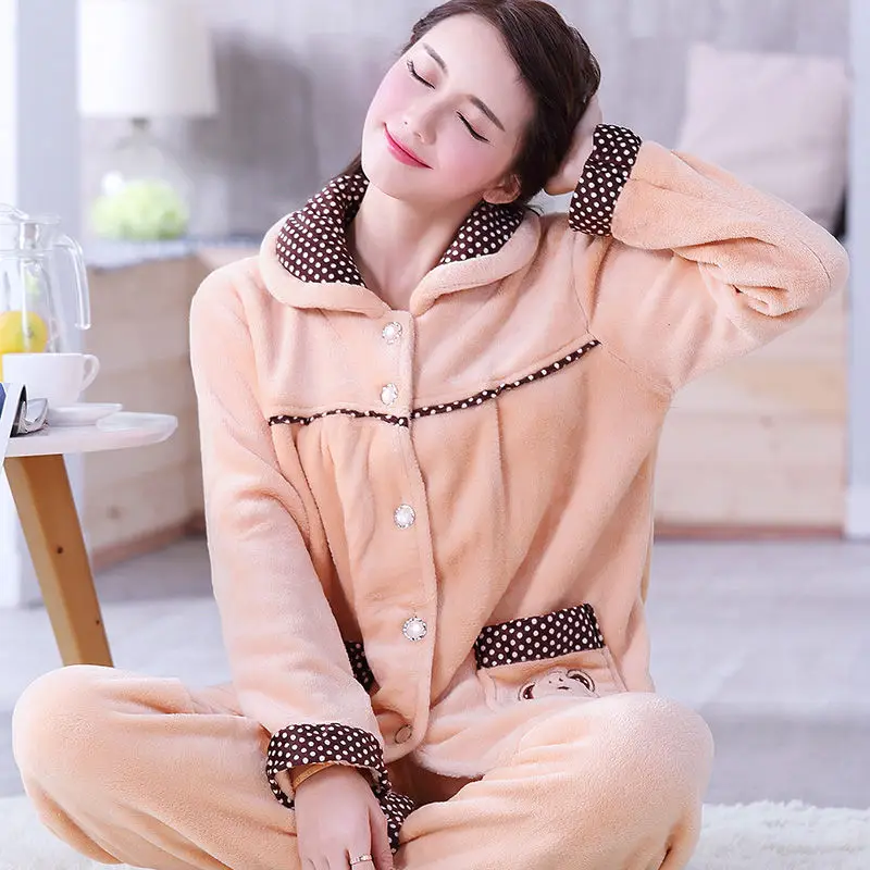 Winter Pajamas Set For Women Sleepwear Warm Flannel Long Sleeves Pink Pijama Nightgown Long Pant Sleepwear Homewear
Winter Pajamas Set For Women Sleepwear Warm Flannel Long Sleeves Pink Pijama Nightgown Long Pant Sleepwear Homewear