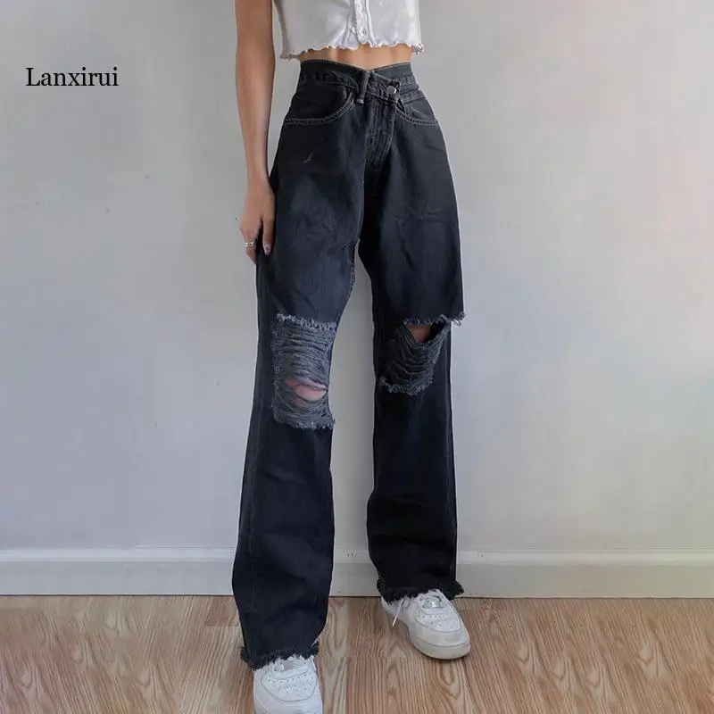 Women Aesthetics High Waist Ripped Jeans Hole Wide Leg Baggy Pants 90s Fashion Denim E-girl Black Trousers Indie Vintage
Women Aesthetics High Waist Ripped Jeans Hole Wide Leg Baggy Pants 90s Fashion Denim E-girl Black Trousers Indie Vintage