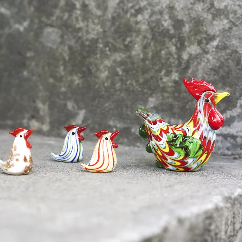 

Цветной мини курица петух сказочное садовое стекло, миниатюрное искусственное украшение для сада, украшения животных