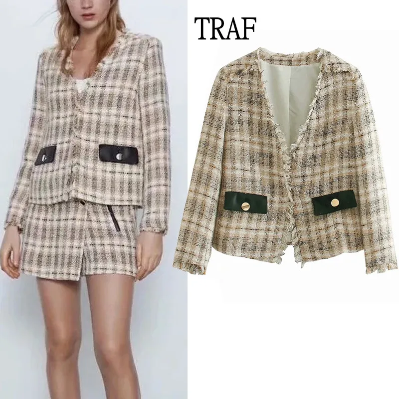 TRAF Za Woman 2021 Blazer Women Jacket Autumn Tweed Woman Clothing Elegant Office Lady Coat Long Sleeve Pocket Female Blazer Top
TRAF Za Woman 2021 Blazer Women Jacket Autumn Tweed Woman Clothing Elegant Office Lady Coat Long Sleeve Pocket Female Blazer Top