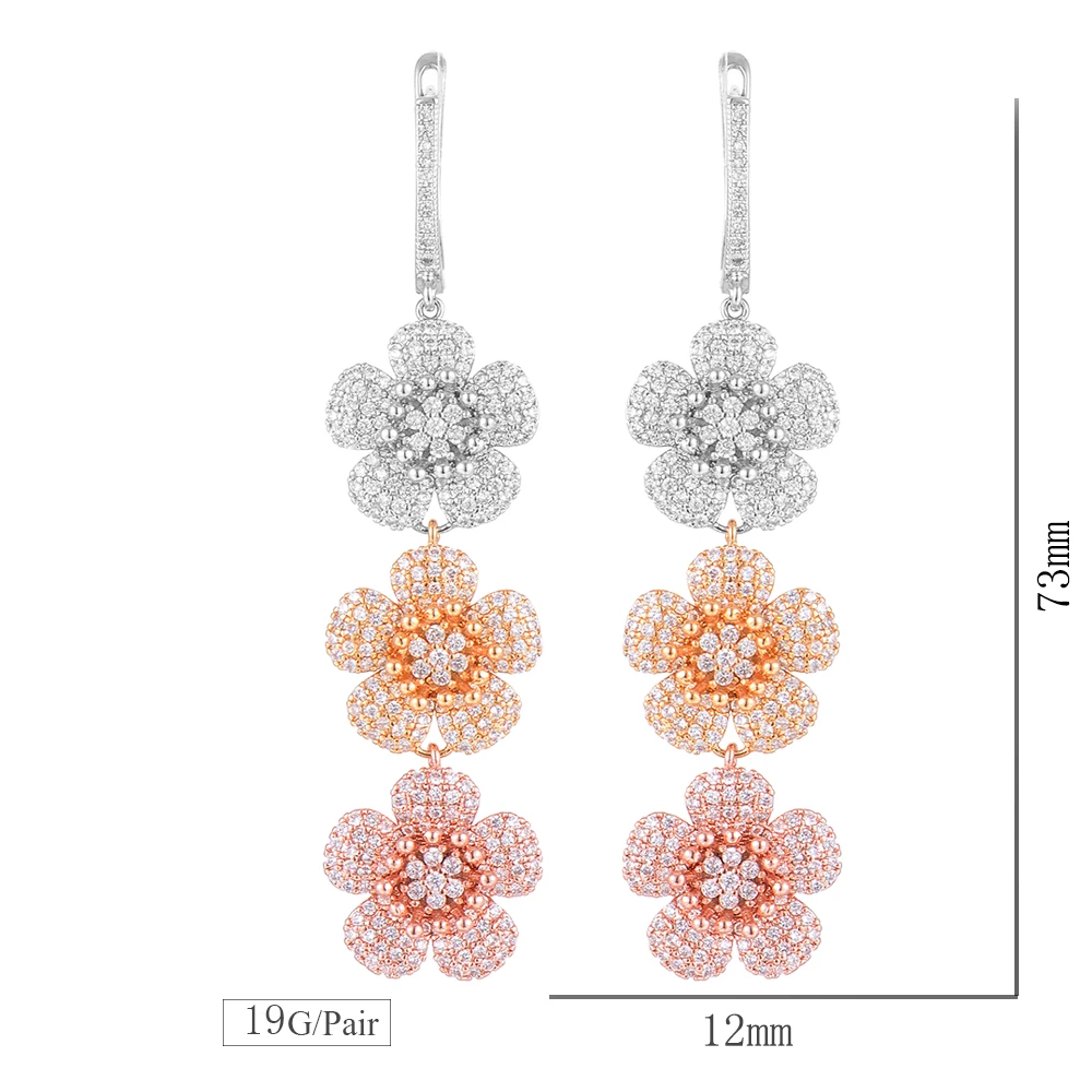 Graceful Three Colors Flowers Cubic Zirconia Wedding Bridal Pierced Party Dangle Earrings Long Drop Earrings
Graceful Three Colors Flowers Cubic Zirconia Wedding Bridal Pierced Party Dangle Earrings Long Drop Earrings