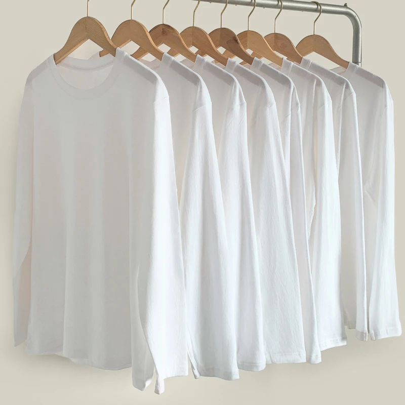 Real Shooting Heavy Cotton White Long Sleeve T-Shirt Women's Loose Versatile Solid Color Bottomed Shirt In Spring Autumn
Real Shooting Heavy Cotton White Long Sleeve T-Shirt Women's Loose Versatile Solid Color Bottomed Shirt In Spring Autumn