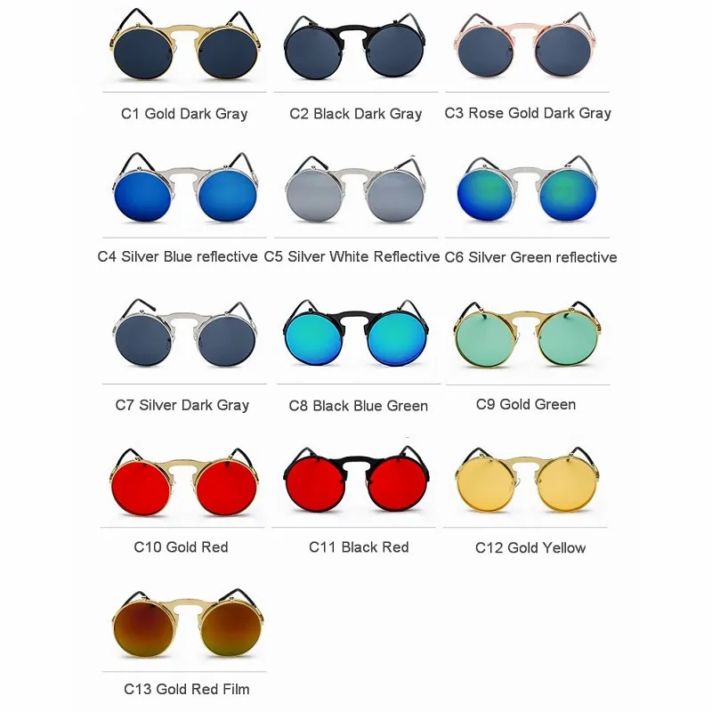 Vintage Steampunk Flip Sunglasses Retro Round Metal Frame Sun Glasses for Men Women Brand Designer Circle Glasses Oculos 
Vintage Steampunk Flip Sunglasses Retro Round Metal Frame Sun Glasses for Men Women Brand Designer Circle Glasses Oculos