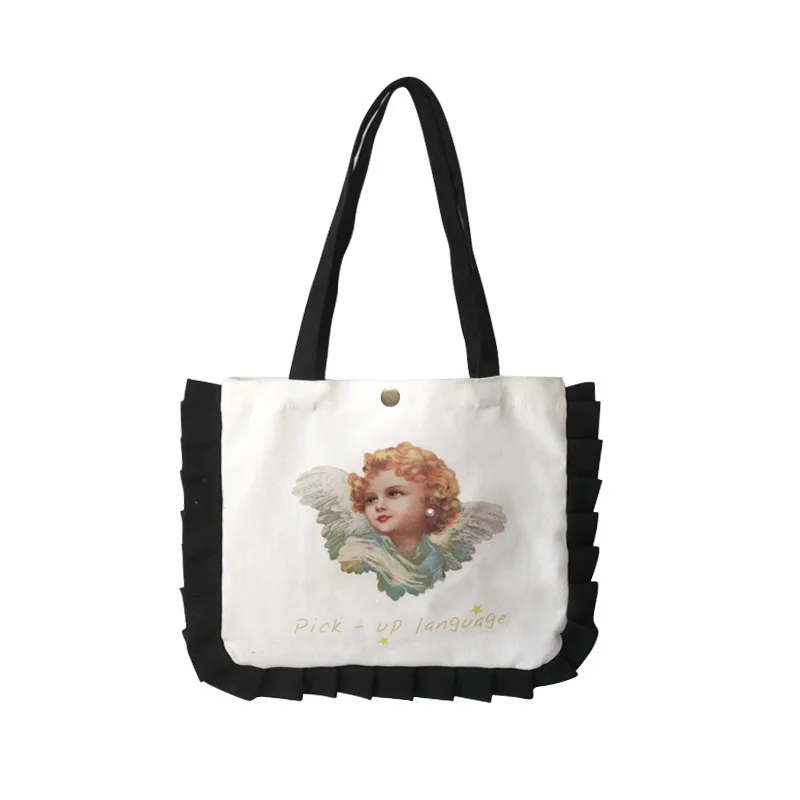 Fashion Female College Canvas Bag Cute Shoulder Bags Women Pearl Girl Print Handbag Ladies Tote Ruffled Decorative Crossbody-bag
Fashion Female College Canvas Bag Cute Shoulder Bags Women Pearl Girl Print Handbag Ladies Tote Ruffled Decorative Crossbody-bag