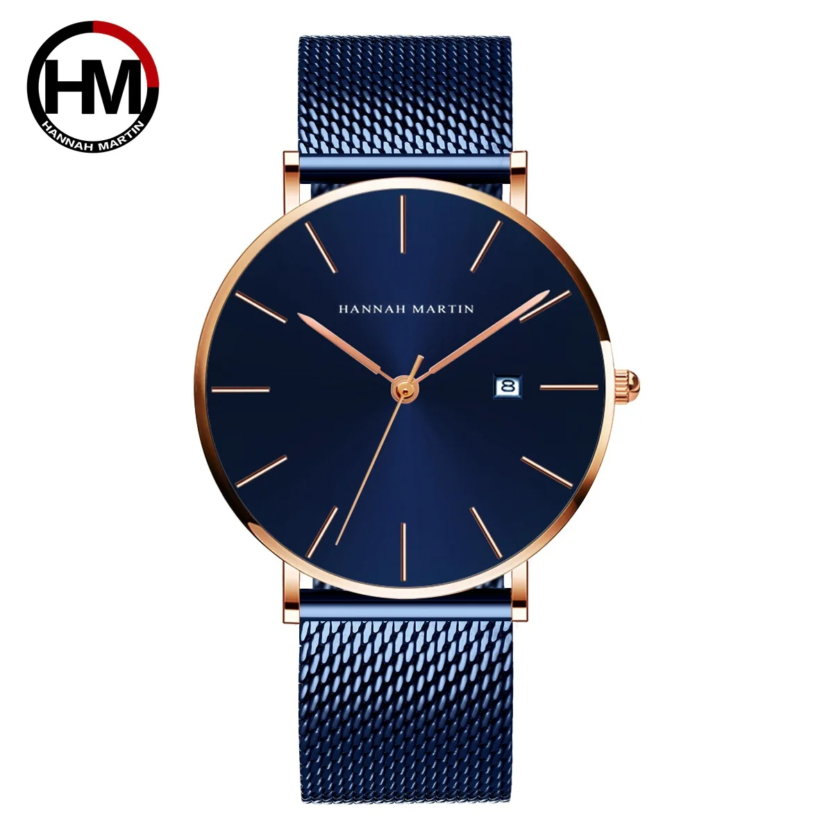 

2021 Hannah Martin HM-151 Water Resistant Stainless Steel Strap Man's Fashion Wrist Watches Quartz Calendar Mens Business Watch