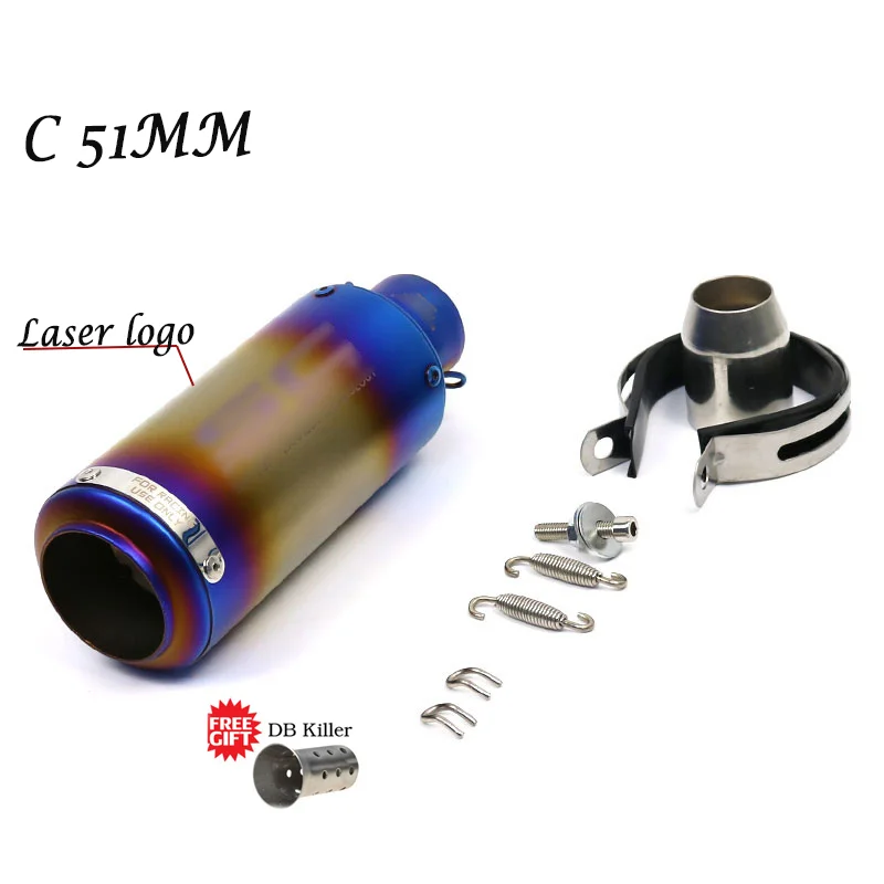 51mm 60mm Motorcycle Exhaust Muffler Carbon Fiber Pipe Racing Modified With Laser For BMW r1200gs PCX125 Z800 harley dyson | Автомобили и