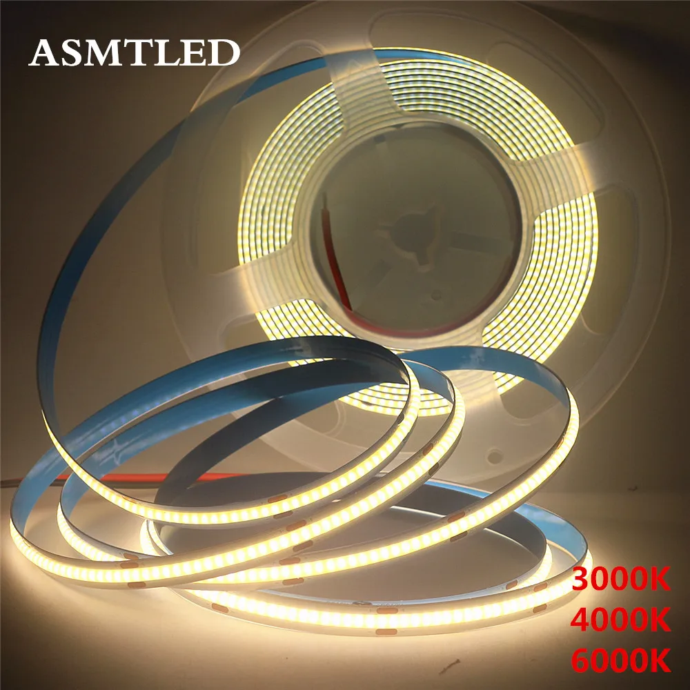 

5m 320/384/528 LEDs/m High Density Soft COB LED Strip Light DC 12V 24V RA90 Flexible Dimmable FOB LED Tape 3000K 4000K 6000K