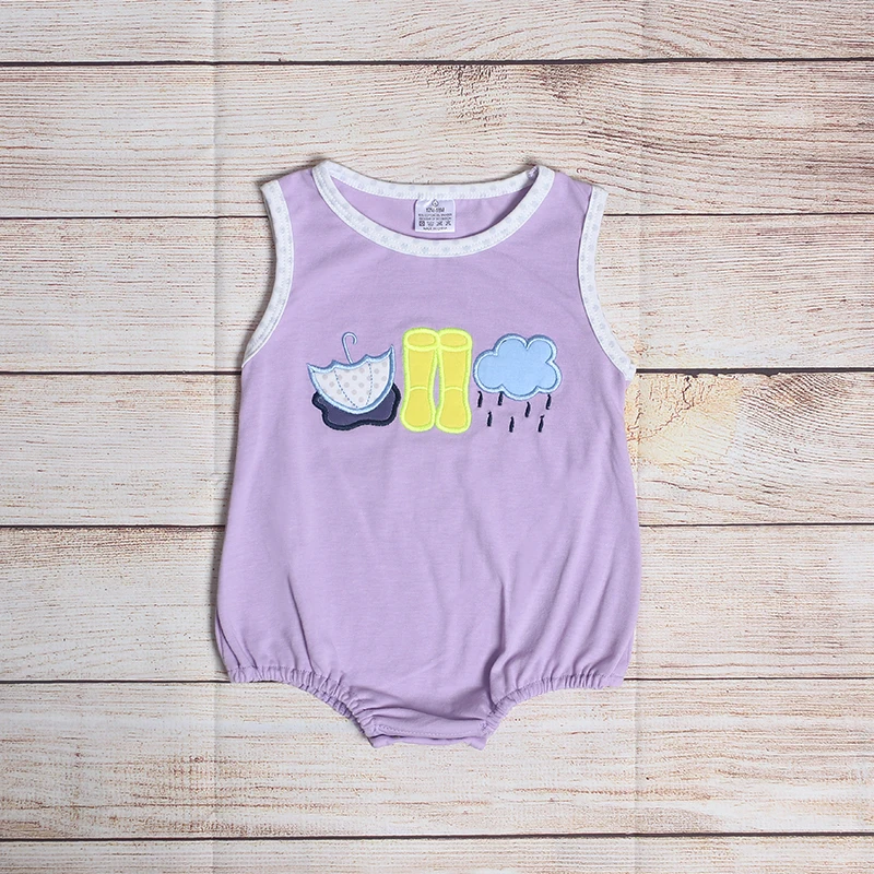 Summer Clothes Boy Summer Purple Sleeveless Umbrella Yellow Rain Boots And Dark Clouds Embroidery Pattern Baby Rompers
Summer Clothes Boy Summer Purple Sleeveless Umbrella Yellow Rain Boots And Dark Clouds Embroidery Pattern Baby Rompers