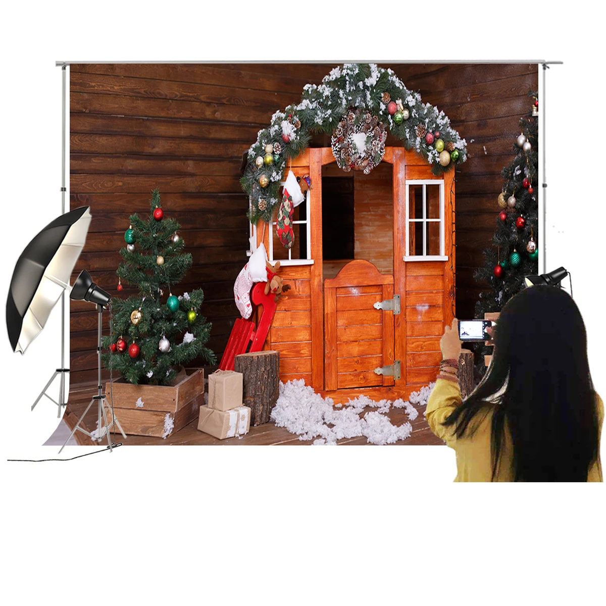 Large Size Christmas Backdrop Party Photo Booth Wood Cabin Background,Photo Studio or Private Use,Machine Print,2 Materials.
Large Size Christmas Backdrop Party Photo Booth Wood Cabin Background,Photo Studio or Private Use,Machine Print,2 Materials.