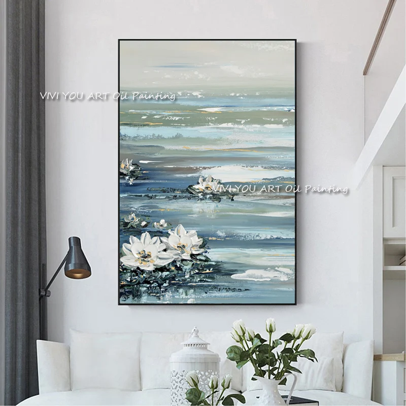 The Handpainted Flower Lotus Wall Art Modern Original Green Abstract Thick Oil Painting for Home Decoration Pretty Water View
The Handpainted Flower Lotus Wall Art Modern Original Green Abstract Thick Oil Painting for Home Decoration Pretty Water View