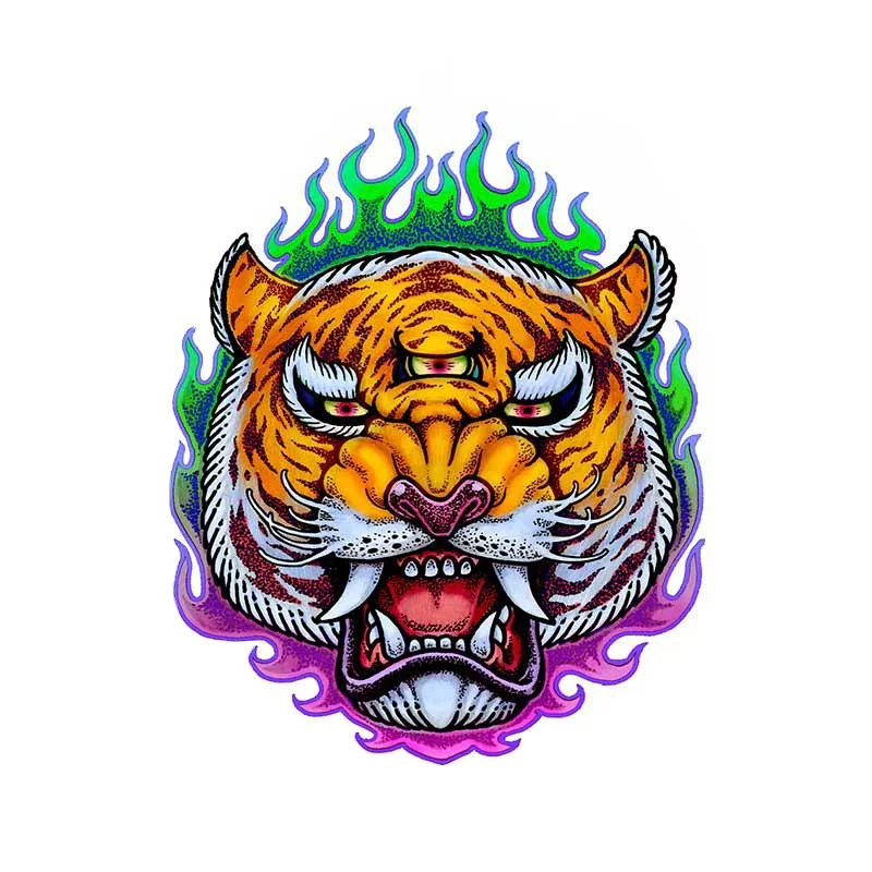 

13cm X 10.4cm for Third Eye Tiger Car Stickers and Decals Waterproof Anime Scratch-proof Styling JDM Decoration