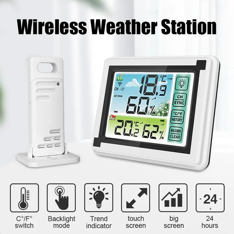 Multicolor LED Display Weather Temperature Touch Screen Accurate Wireless Weather Station Waterproof Multi-Functional Automatic
Multicolor LED Display Weather Temperature Touch Screen Accurate Wireless Weather Station Waterproof Multi-Functional Automatic