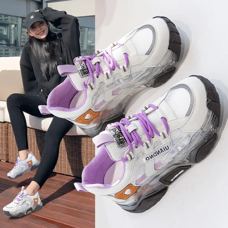 Chunky Sneakers Casual Purple Genuine Leather Woman Shoes Cool Dad Soles Mesh Breathable Ladies Green Rainbow Running Footwear
Chunky Sneakers Casual Purple Genuine Leather Woman Shoes Cool Dad Soles Mesh Breathable Ladies Green Rainbow Running Footwear