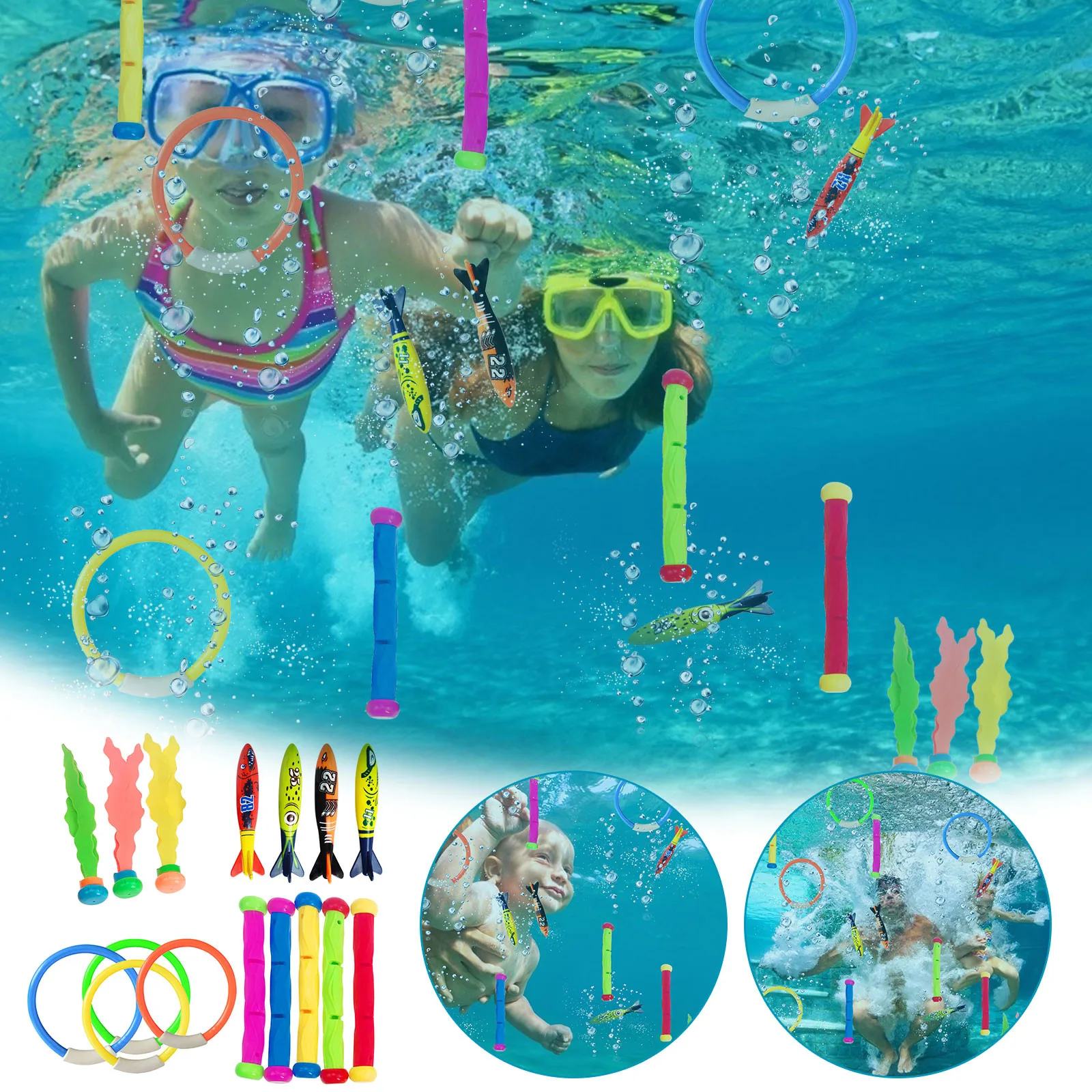 Sports Swimming Pool Toys Diving Underwater Swimming Colorful Pool Sink Ringtraining Under Water Fun Toy Diving Game Toys Set
Sports Swimming Pool Toys Diving Underwater Swimming Colorful Pool Sink Ringtraining Under Water Fun Toy Diving Game Toys Set