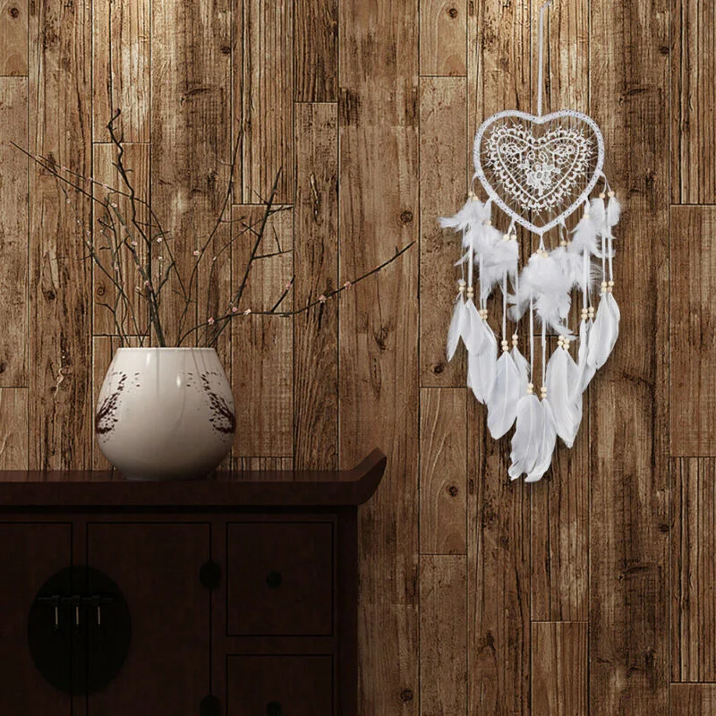 Heart Shape Feather Pendant LED String Light Home Hanging Decor White US