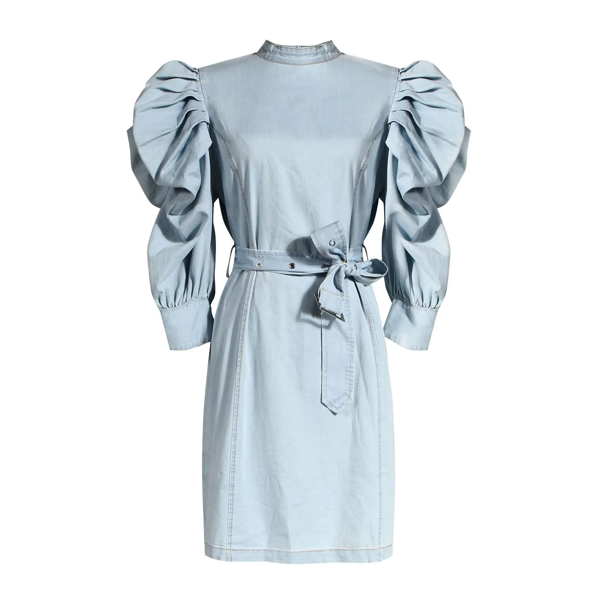 MSXU 2020 summer new pleated mid-sleeve bubble sleeve high-waisted casual dresses Thin denim skirt
MSXU 2020 summer new pleated mid-sleeve bubble sleeve high-waisted casual dresses Thin denim skirt