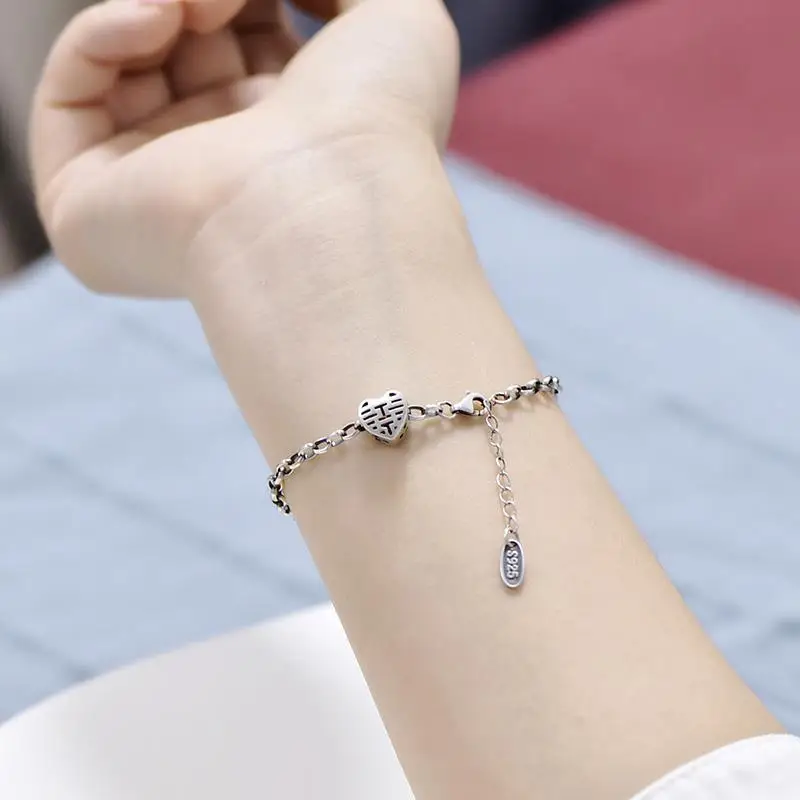 Silver Bracelet Women's Sterling Silver S925 Vintage Silver Jewelry Fashion Simple Silver Necklace Bracelet Extension Chain Adju
Silver Bracelet Women's Sterling Silver S925 Vintage Silver Jewelry Fashion Simple Silver Necklace Bracelet Extension Chain Adju