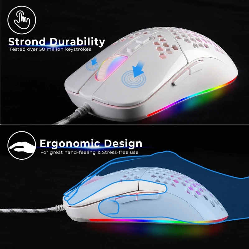 G32B 7200DPI USB Wired Mouse Optical Gaming Honeycomb Shell Mice RGB LED Backlight
G32B 7200DPI USB Wired Mouse Optical Gaming Honeycomb Shell Mice RGB LED Backlight