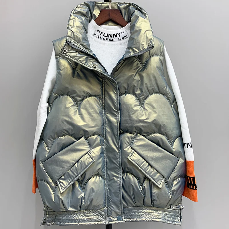 #0754 Shinny Surface Vest Coat Women Winter Waistcoat Female Loose Sleeveless Jacket Thick Korean Style Vest Waitcoat Zipper
#0754 Shinny Surface Vest Coat Women Winter Waistcoat Female Loose Sleeveless Jacket Thick Korean Style Vest Waitcoat Zipper
