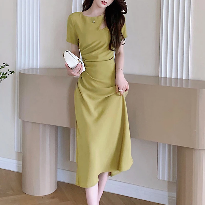 2021 Summer New Korean Style Waist Pleated Dress Women'S Slim Round Neck Short Sleeve Hollow Black Mid-Length Skirt
2021 Summer New Korean Style Waist Pleated Dress Women'S Slim Round Neck Short Sleeve Hollow Black Mid-Length Skirt
