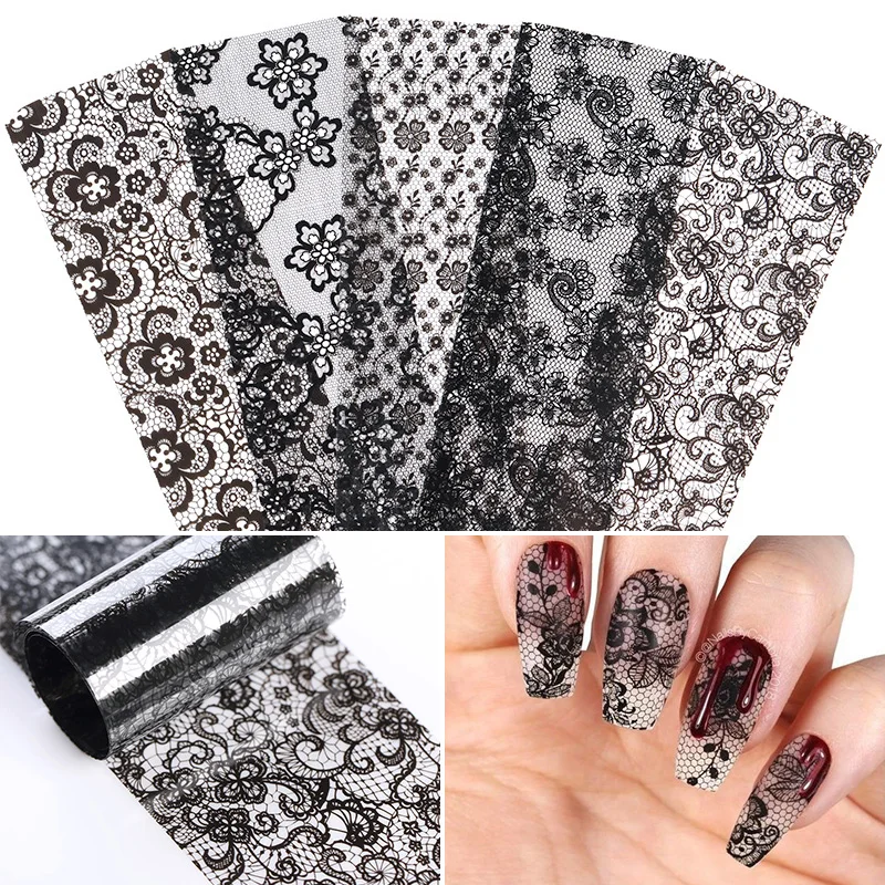 1 Roll Black Chic Lace Nail Foils Flower Series Nail Stickers DIY Transfer Decals Sticker Nail Art Papers Tips Decoration
1 Roll Black Chic Lace Nail Foils Flower Series Nail Stickers DIY Transfer Decals Sticker Nail Art Papers Tips Decoration