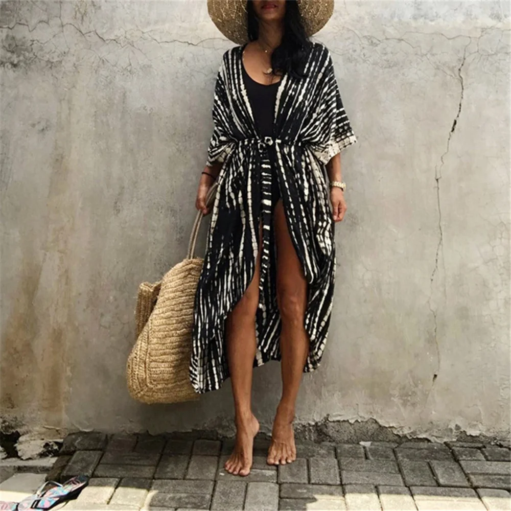 2021 Fashion Sexy Boho Bikini Cover-Ups Black Retro Striped Self Belted Women Summer Kimono Dress Beach Wear Swim Suit Cover Up
2021 Fashion Sexy Boho Bikini Cover-Ups Black Retro Striped Self Belted Women Summer Kimono Dress Beach Wear Swim Suit Cover Up