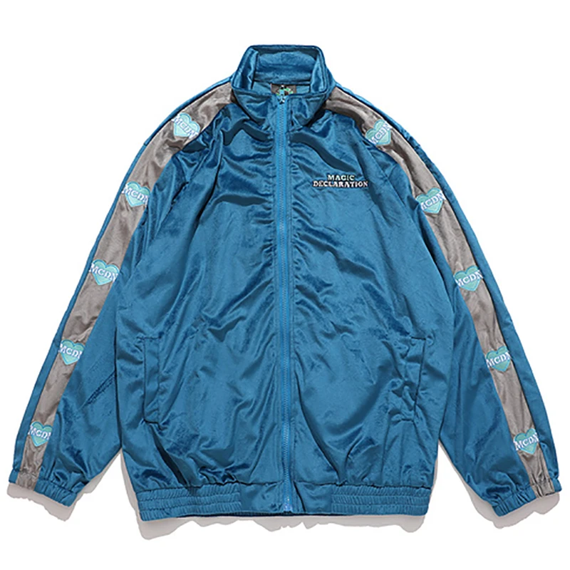 Mens Velvet Jacket Sets Vintage Heart Embroidery Coats Autumn Oversize Unisex Uniform Patchwork Coach Set Streetwear Tops
Mens Velvet Jacket Sets Vintage Heart Embroidery Coats Autumn Oversize Unisex Uniform Patchwork Coach Set Streetwear Tops