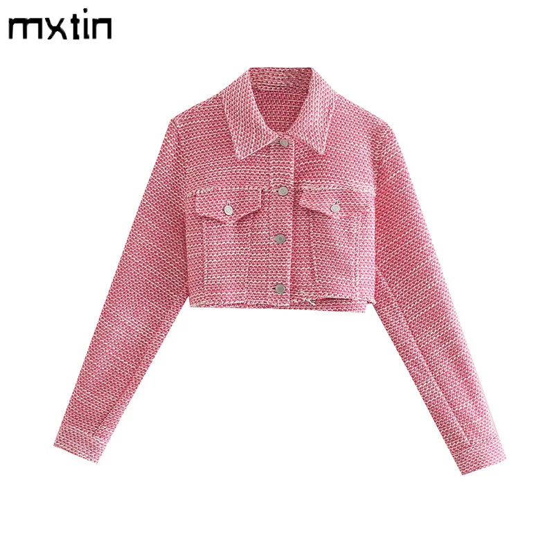 2021 Women Autumn Vintage Tweed Single Breasted Short Jacket Coat Fashion Lapel Collar Long Sleeve Pockets Casual Tops Vestidos 
2021 Women Autumn Vintage Tweed Single Breasted Short Jacket Coat Fashion Lapel Collar Long Sleeve Pockets Casual Tops Vestidos