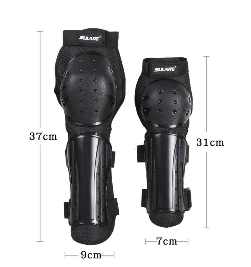 

SULAITE 4pc Motorcycle Knee Elbow Pads Motocross Knee Protectors Shin Guards Protective Gears for Skiing Skating Racing Riding