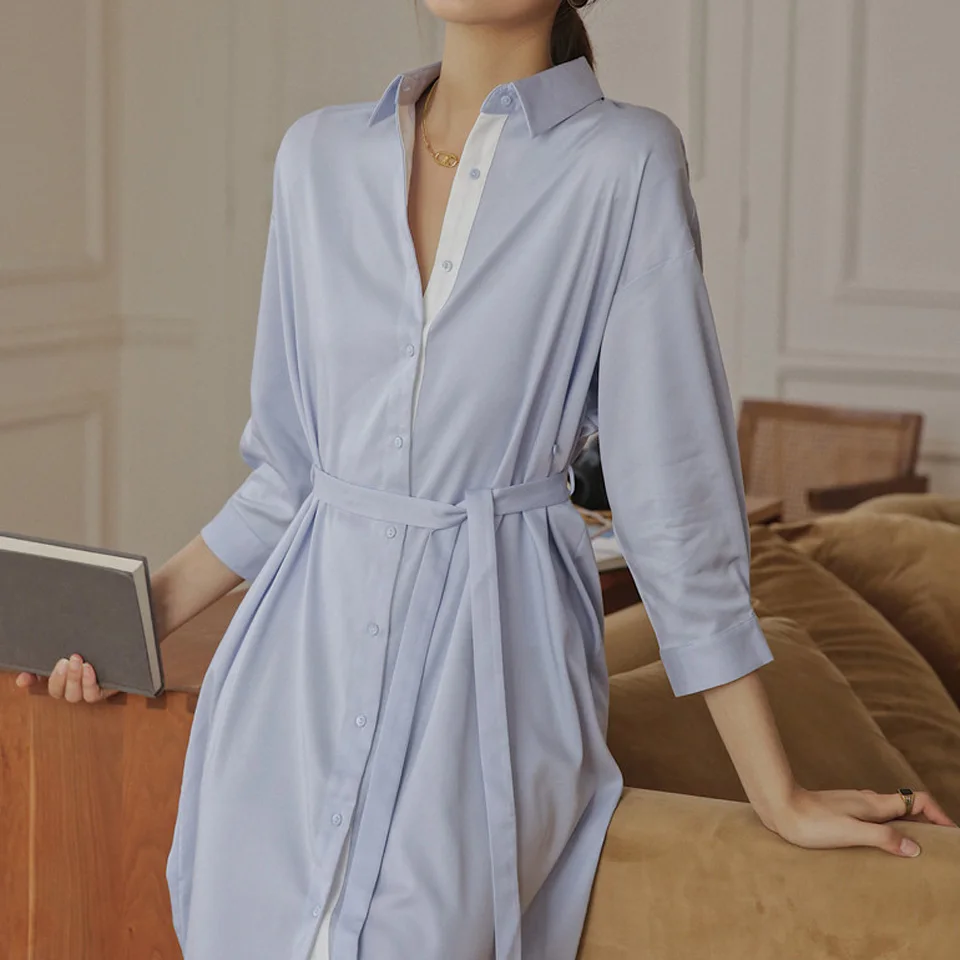 Plain Color High Street Shirt Dress 2021 Spring Drop Shoulder Batwing Sleeve Single-Breasted Can Be Worn With A Belt Women Dress
Plain Color High Street Shirt Dress 2021 Spring Drop Shoulder Batwing Sleeve Single-Breasted Can Be Worn With A Belt Women Dress