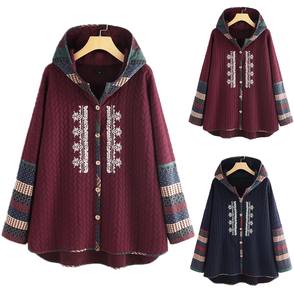 Womens Ethnic Female Jacket Plus Size Hooded Coat Female Loose Outwear Winter Casual Buttons Jackets 2021 New Hit
Womens Ethnic Female Jacket Plus Size Hooded Coat Female Loose Outwear Winter Casual Buttons Jackets 2021 New Hit