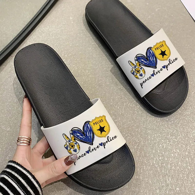 Women's Slippers Summer New Beach Slippers Peace Love Police Printing Non-slip Flip-flop Sandals Fashion Home Indoor Slippers
Women's Slippers Summer New Beach Slippers Peace Love Police Printing Non-slip Flip-flop Sandals Fashion Home Indoor Slippers