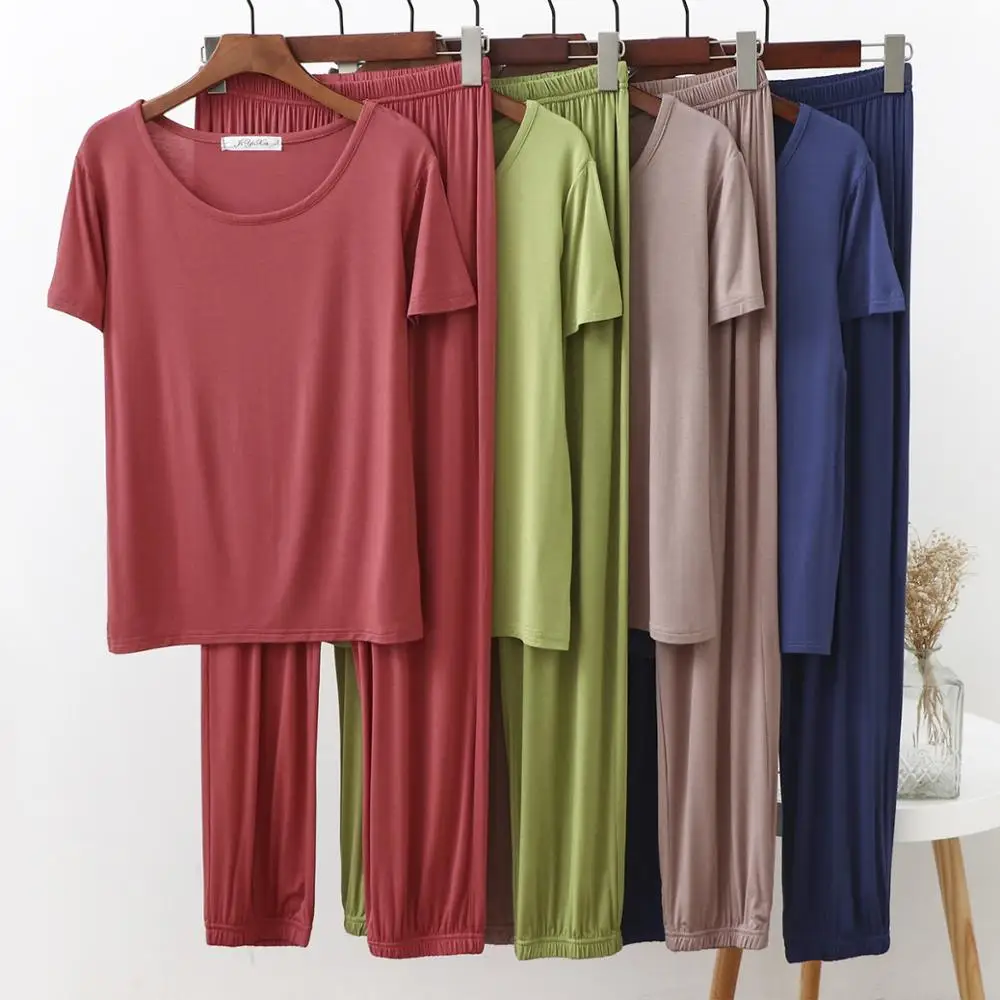 Fdfklak 2PCS Sleep Clothes Short Sleeve Sleepwear Set 2020 Summer New Nightwear Home Wear Suit M-2XL Large Size Pyjama Femme
Fdfklak 2PCS Sleep Clothes Short Sleeve Sleepwear Set 2020 Summer New Nightwear Home Wear Suit M-2XL Large Size Pyjama Femme