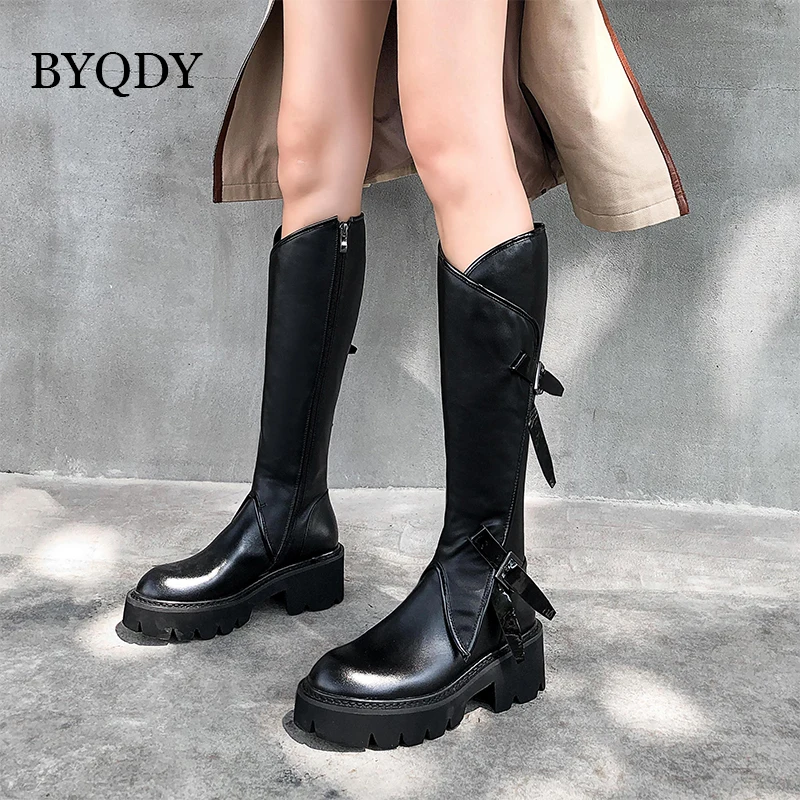 BYQDY Fashion Buckle Knee High Woman Boots Genuine Cow Leather Side Zipper Round Toe Lady Winter Long Boots Handmade For Girls
BYQDY Fashion Buckle Knee High Woman Boots Genuine Cow Leather Side Zipper Round Toe Lady Winter Long Boots Handmade For Girls