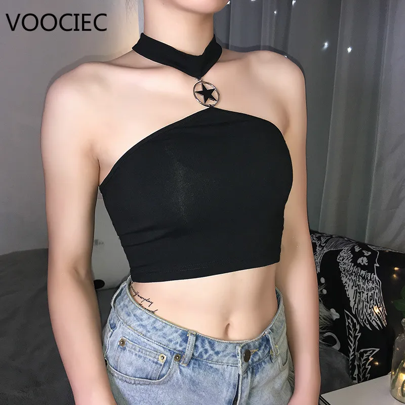 VOOCIEC Sexy Women Hot Tops Ladies Summer Bandage Halter Style Gothic Tops Cold Shoulder Halter Neck Punk Crop Vest Top Shirts
VOOCIEC Sexy Women Hot Tops Ladies Summer Bandage Halter Style Gothic Tops Cold Shoulder Halter Neck Punk Crop Vest Top Shirts