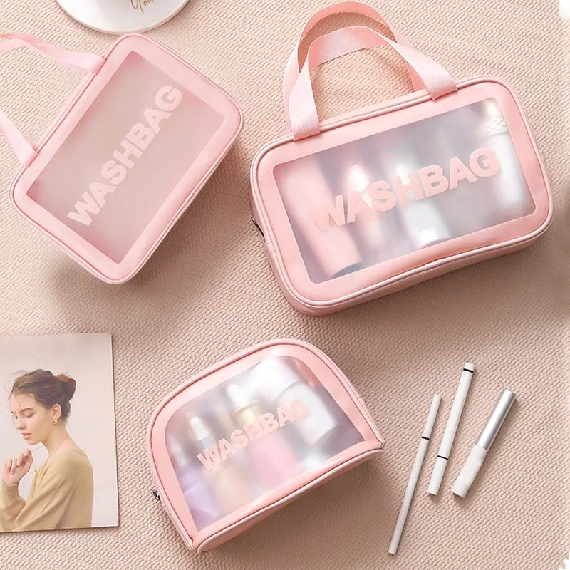 Transparent PVC Women Cosmetic Bag Waterproof Travel Toiletries Storage Organize PU Make Up Bag Female Wash Bag Handbag 
Transparent PVC Women Cosmetic Bag Waterproof Travel Toiletries Storage Organize PU Make Up Bag Female Wash Bag Handbag