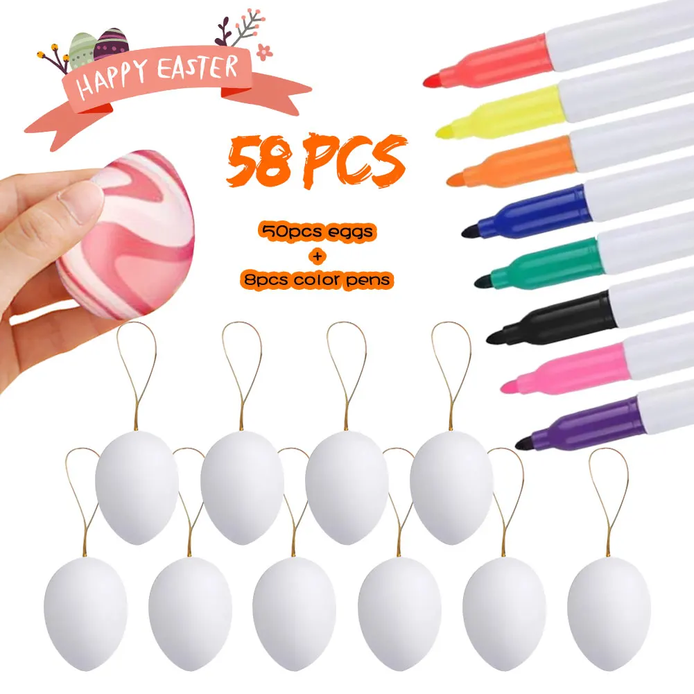 50PCS Easter Eggs Plastic Eggs for Easter With Rope Artificial Eggs DIY Decorative Eggs With 8 Color Pencils
50PCS Easter Eggs Plastic Eggs for Easter With Rope Artificial Eggs DIY Decorative Eggs With 8 Color Pencils