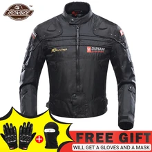 DUHAN Black Motorcycle Jacket+Motorcycle Pants Men Motocross Racing Suit Body Armor With Hip Protector Moto Clothing Set