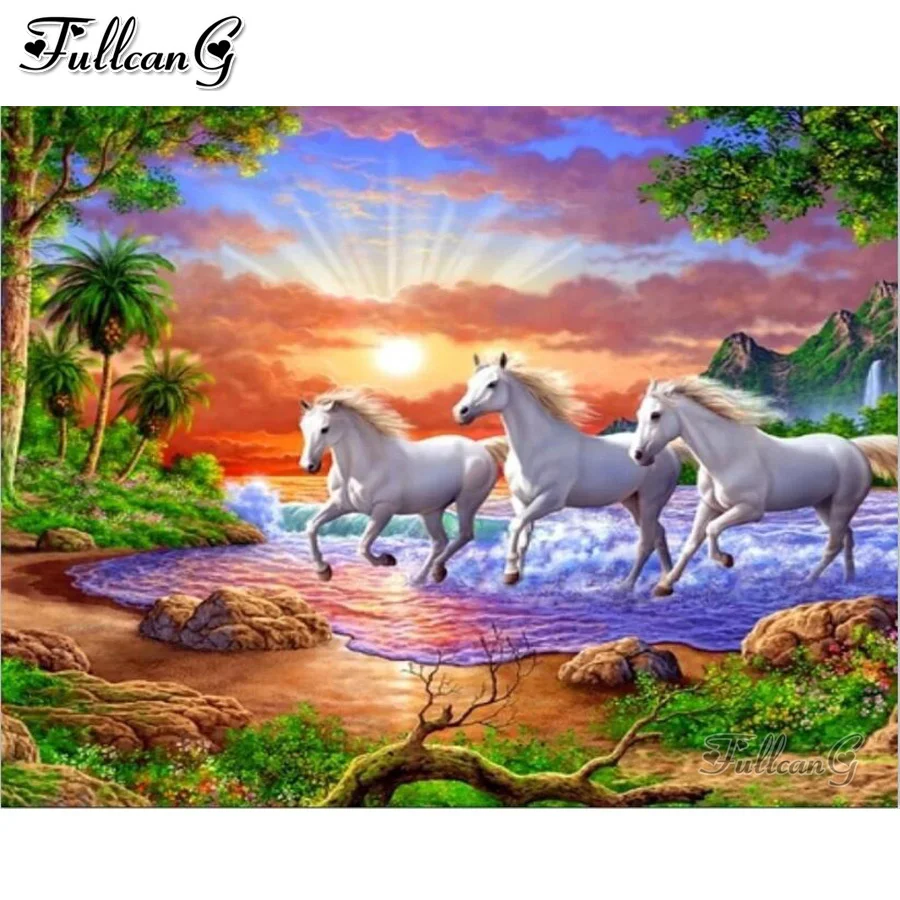 FULLCANG Sunset white horse animals diy 5d diamond painting cross stitch full rhinestone embroidery kits decoration FG0274 
FULLCANG Sunset white horse animals diy 5d diamond painting cross stitch full rhinestone embroidery kits decoration FG0274