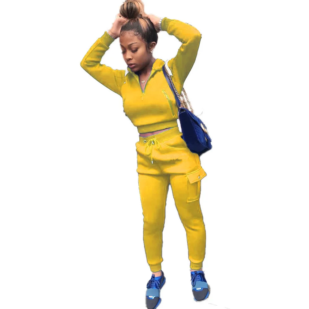 Active Wear Tracksuits Women's Sets Zipper Up Long Sleeve Crop Sweatshirt and Drawstring Jogger Sweatpant Loungewear 2 Pcs Suits
Active Wear Tracksuits Women's Sets Zipper Up Long Sleeve Crop Sweatshirt and Drawstring Jogger Sweatpant Loungewear 2 Pcs Suits