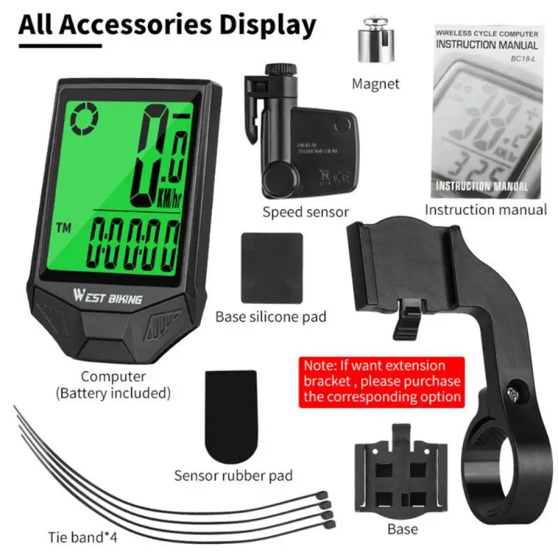 2021 New wireless large screen bicycle code table English waterproof luminous anti-jamming speedometer speedometer
2021 New wireless large screen bicycle code table English waterproof luminous anti-jamming speedometer speedometer