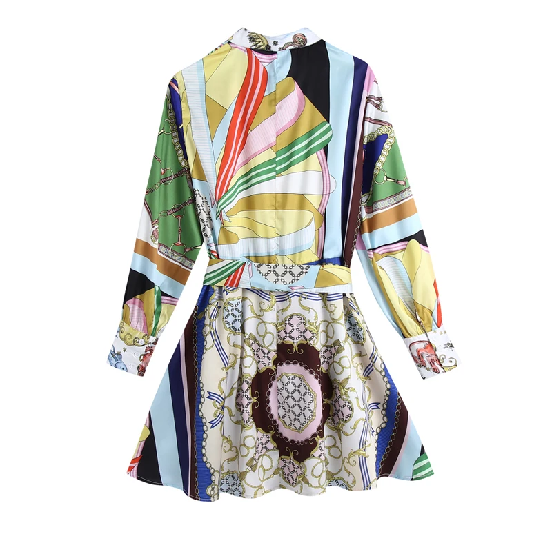 Spring and Autumn Women's Casual Printed Small Turtleneck Lantern Sleeve Belted Dress
Spring and Autumn Women's Casual Printed Small Turtleneck Lantern Sleeve Belted Dress