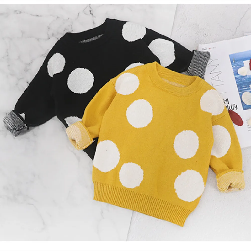 Одежда для малышей Кардиганы в горошек Вязаный свитер Хлопковый Куртка