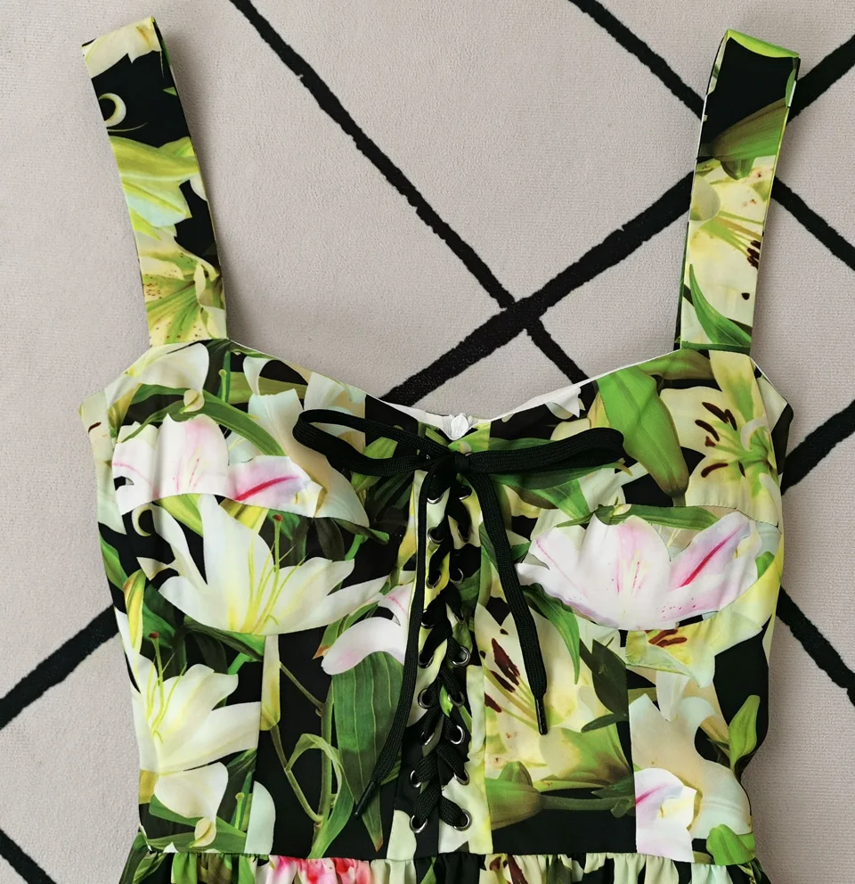 Long Dress High Quality Summer Fashion Designer New Women'S Vintage Elegant Chic Party Casual Lily Print Tie Rope Sling Dresses
Long Dress High Quality Summer Fashion Designer New Women'S Vintage Elegant Chic Party Casual Lily Print Tie Rope Sling Dresses