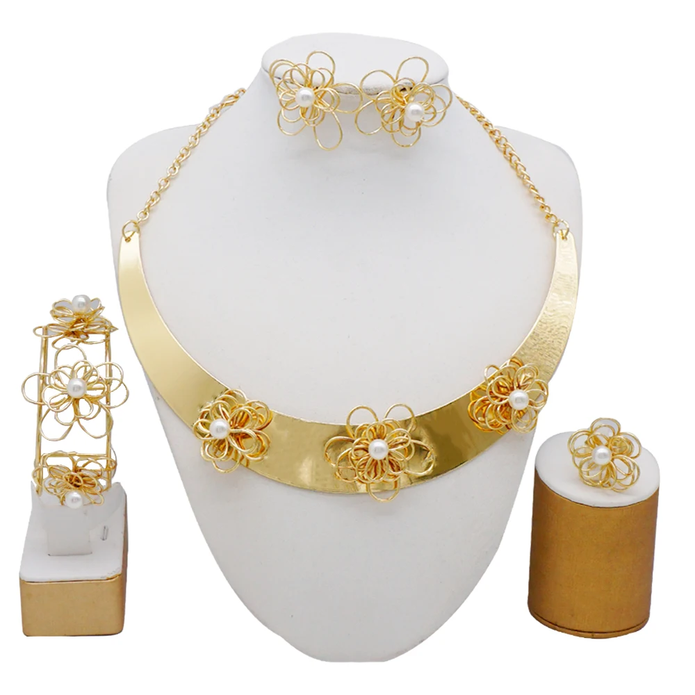 Special Pendant New Design Gold Color Flower Jewelry Sets African For Women Necklace Earrings Party Wedding Jewelry Gift 2022
Special Pendant New Design Gold Color Flower Jewelry Sets African For Women Necklace Earrings Party Wedding Jewelry Gift 2022