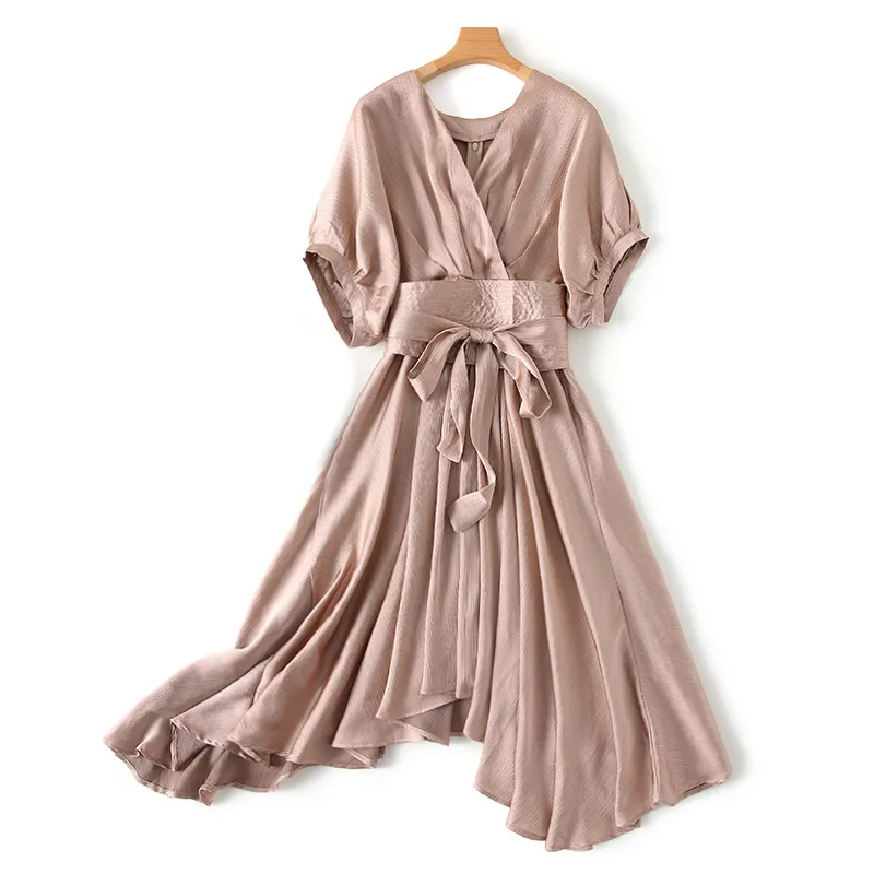 Women Dresses Irregular Loose V neck Long Dress Elegant Female Spring Summer Bandage Dress
Women Dresses Irregular Loose V neck Long Dress Elegant Female Spring Summer Bandage Dress