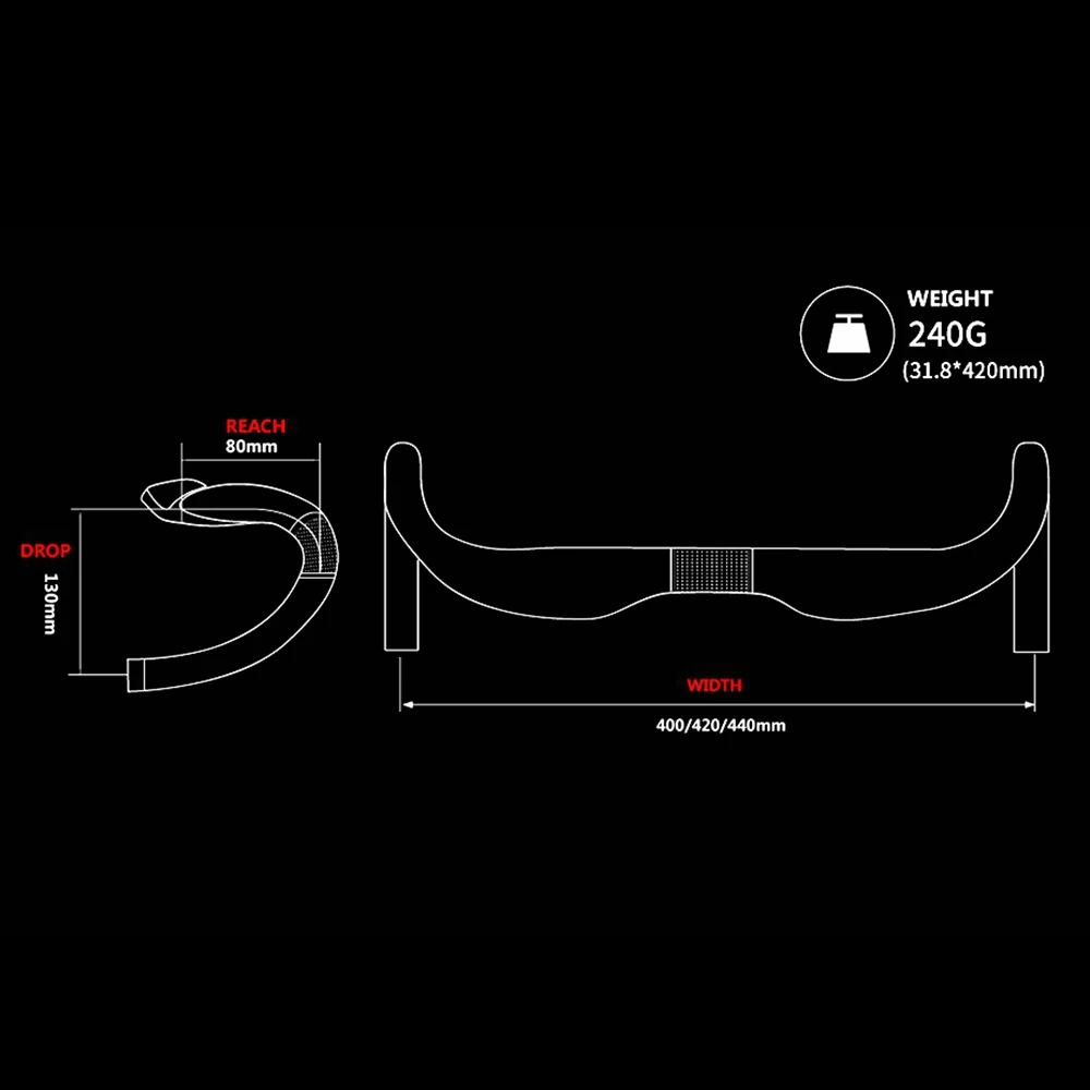 TOMTOU Full Carbon Fiber Road Bicycle Handlebar Ultralight UD Glossy Red Bike Bent Bar 31.8*400/420/440mm - T05T83
TOMTOU Full Carbon Fiber Road Bicycle Handlebar Ultralight UD Glossy Red Bike Bent Bar 31.8*400/420/440mm - T05T83
